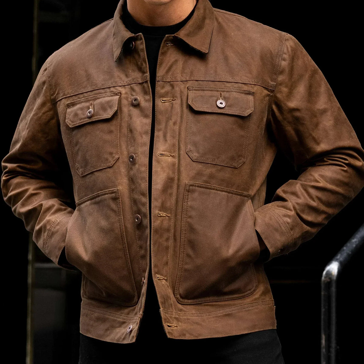 Waxed Trucker Jacket | Coyote