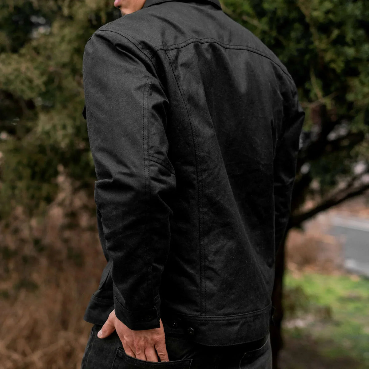 Waxed Trucker Jacket | Black